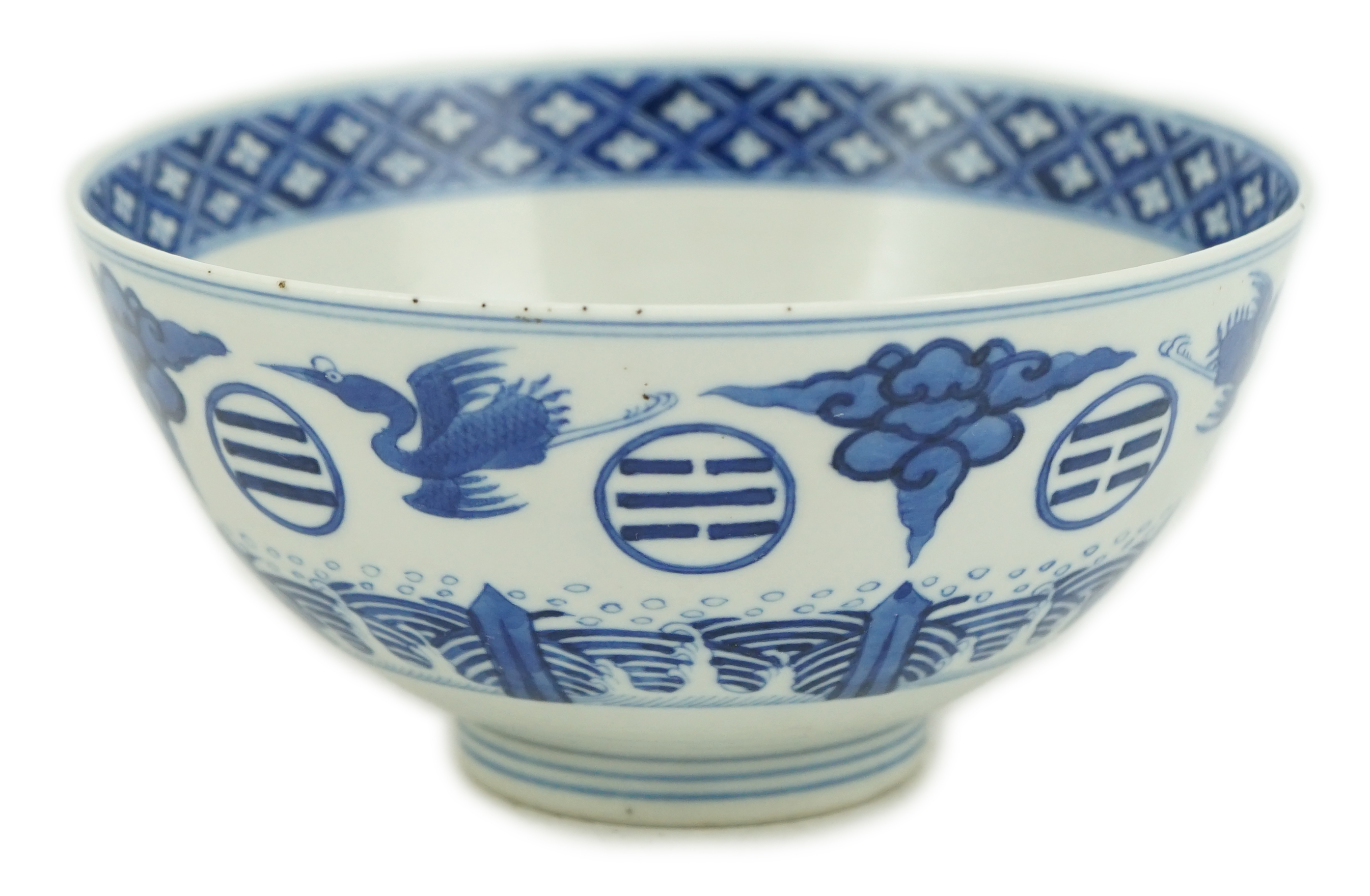 A Chinese blue and white eight trigrams bowl, Daoguang mark, probably c.1900